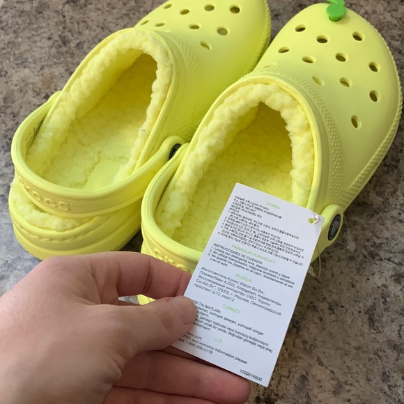 Neon Yellow Fur-Lined Crocs - Picture 11 of 11